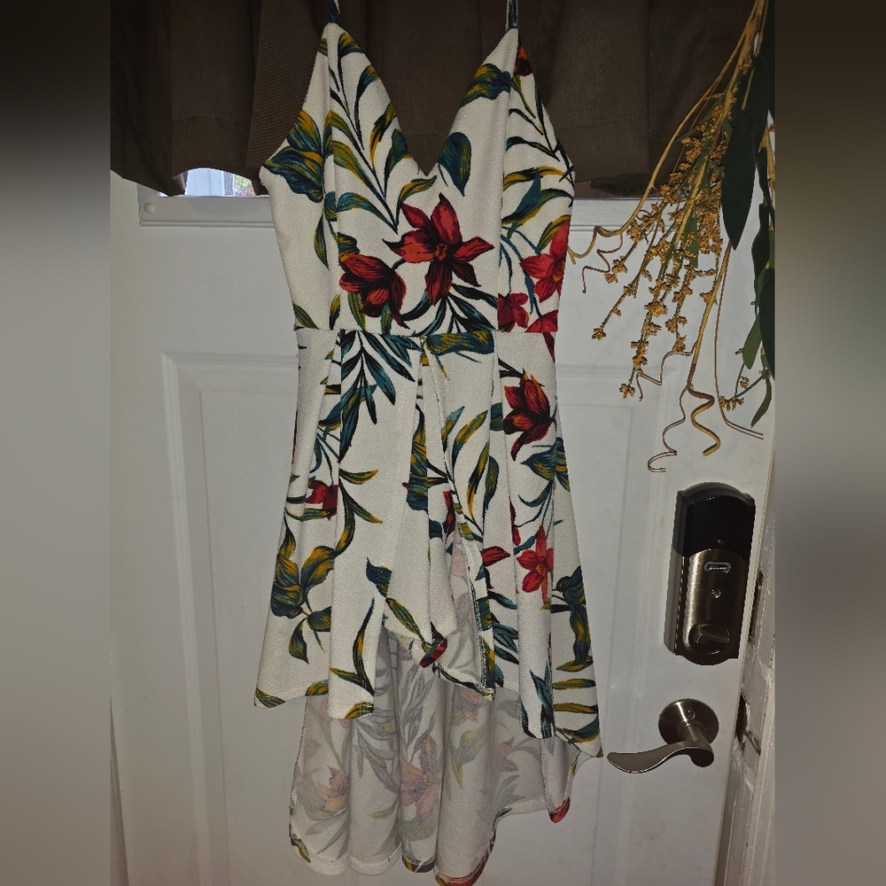 Derek Heart White Floral High Low Romper Dress